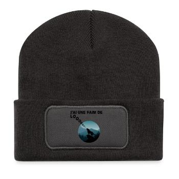J'ai une faim de loup - Beanie recyclé à patch - charbon - Devant