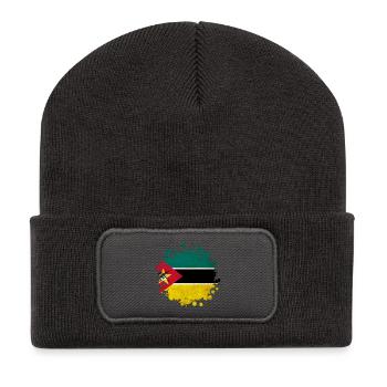 Mosambik Klecks Flaggen Design - Recycelte Patch Beanie - Dunkelgrau - Vorne