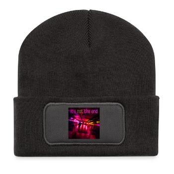 Neonpfad der Nacht - Recycelte Patch Beanie - Dunkelgrau - Vorne