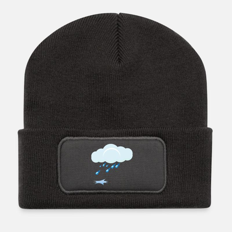 Pluie - Beanie recyclé à patch - charbon