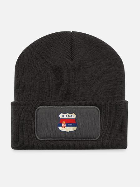 Belgrad Serbien Wappen Flaggen Design - Recycelte Patch Beanie - Dunkelgrau