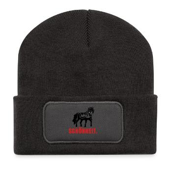 Pferde Spruch Pferdenarr Islandpferde Isländer - Recycelte Patch Beanie - Dunkelgrau - Vorne