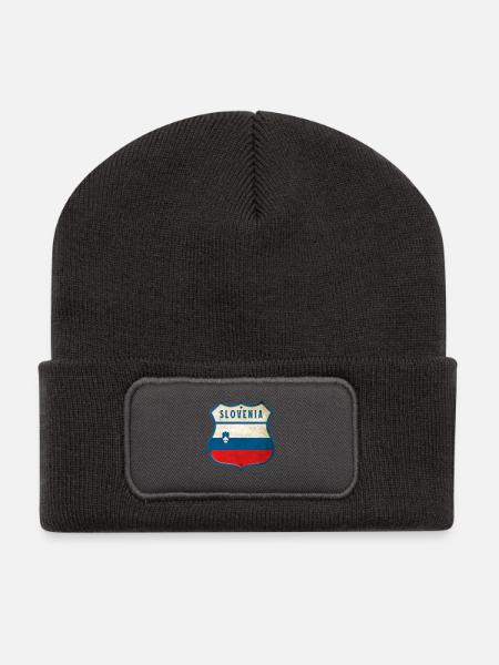 Slowenien Flaggen Wappen Design - Recycelte Patch Beanie - Dunkelgrau