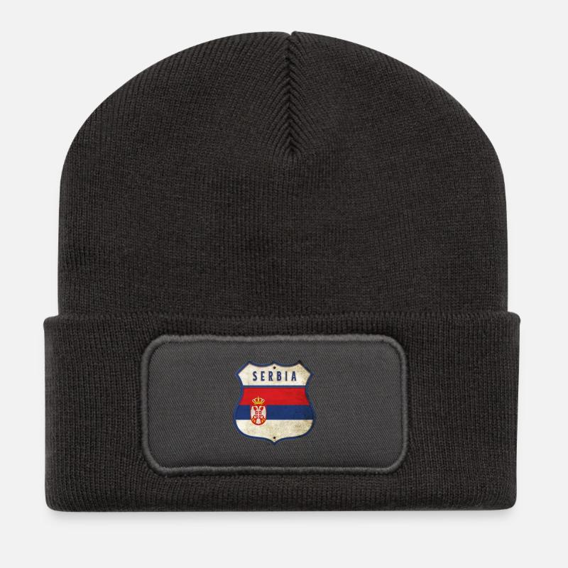 Serbien Wappen Flaggen Design - Recycelte Patch Beanie - Dunkelgrau
