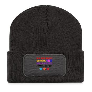 Lesbisch Lgbt Gleichberechtigung Statement Herz - Recycelte Patch Beanie - Dunkelgrau - Vorne