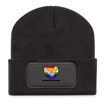 Homo Lgbt Herz Beziehung Regenbogen Statement - Recycelte Patch Beanie - Dunkelgrau - Vorne