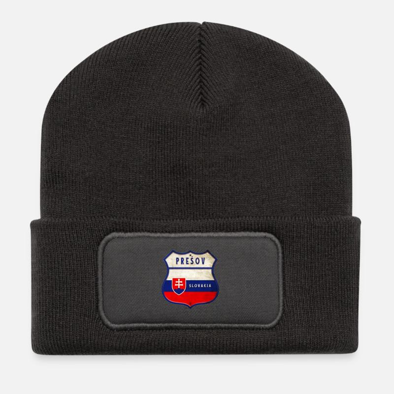 Prešov Slowakei Wappen Flaggen Design - Recycelte Patch Beanie - Dunkelgrau