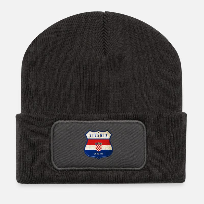 Šibenik Kroatien Flaggen Wappen Design - Recycelte Patch Beanie - Dunkelgrau