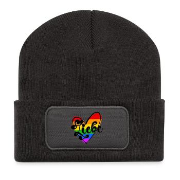 Lgbt Rainbow Heart Bisexual Love Saying Pride - Beanie recyclé à patch - charbon - Devant