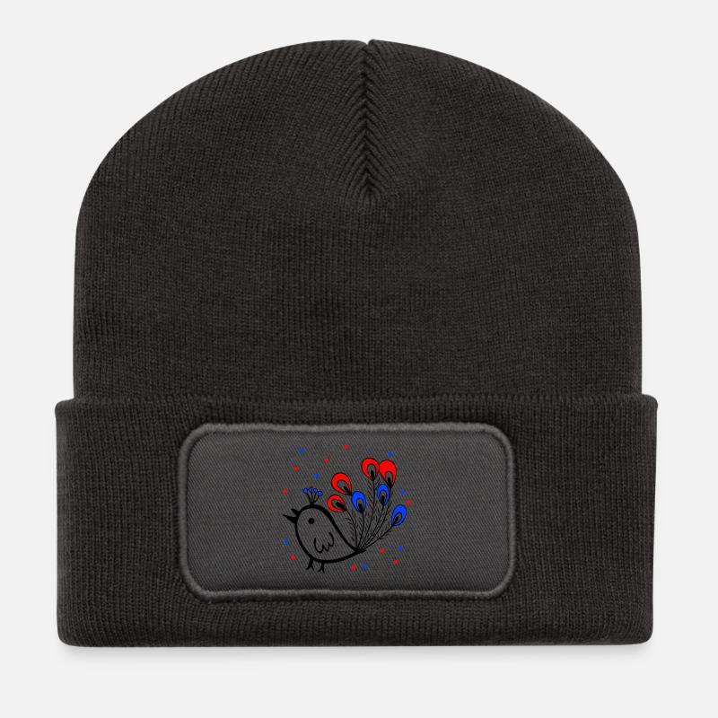 Karneval, Fasching, Spatz - Recycelte Patch Beanie - Dunkelgrau