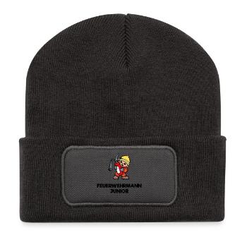Feuerlöscher Brandschutz Feuerwehr Statement - Recycelte Patch Beanie - Dunkelgrau - Vorne