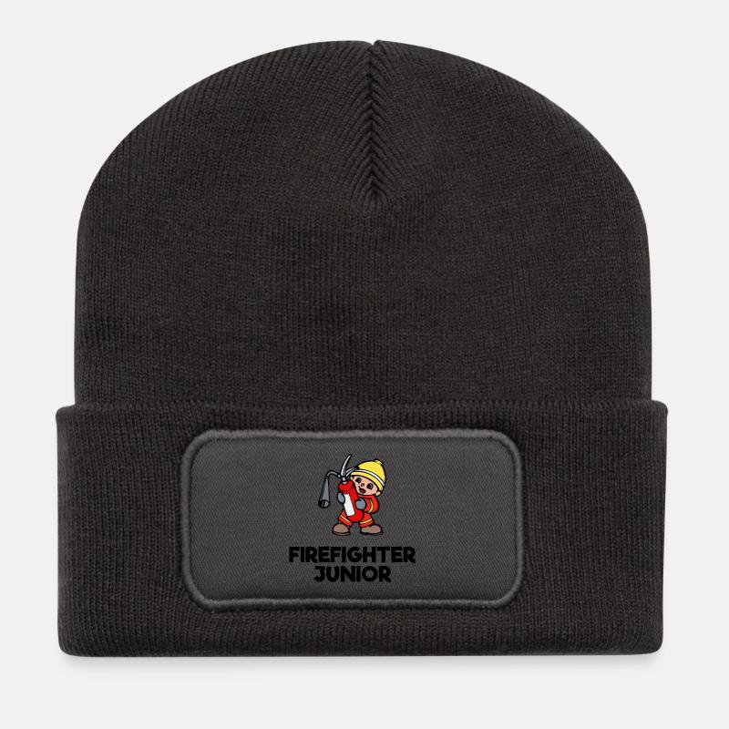 Freiwillige Feuerwehr Lebensretter Statement - Recycelte Patch Beanie - Dunkelgrau