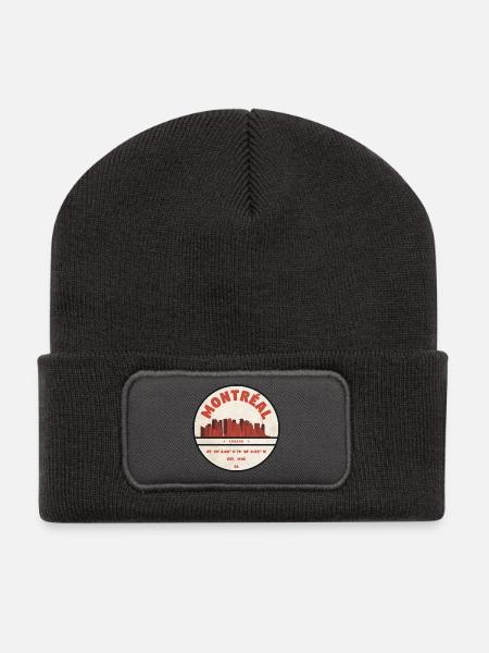 Insigne vintage du paysage urbain montréalais - Beanie recyclé à patch - charbon