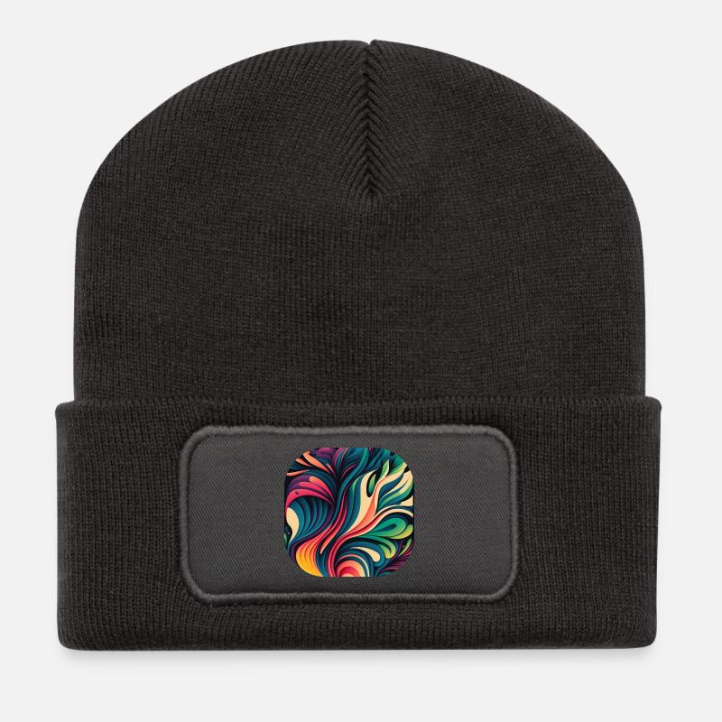 Abstrakt - Recycelte Patch Beanie - Dunkelgrau