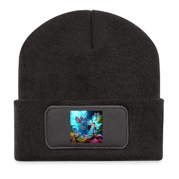 Merveilleuse sirène avec hippocampes - Beanie recyclé à patch - charbon - Devant