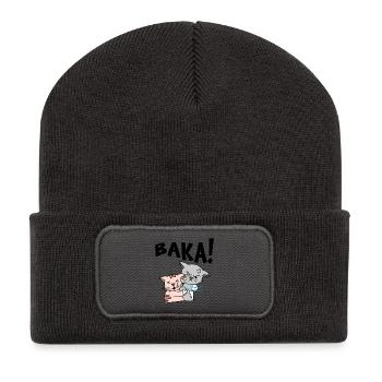 Baka Anime Manga Cartoon Cat Saying - Recycled Patch Beanie - dark grey - Front