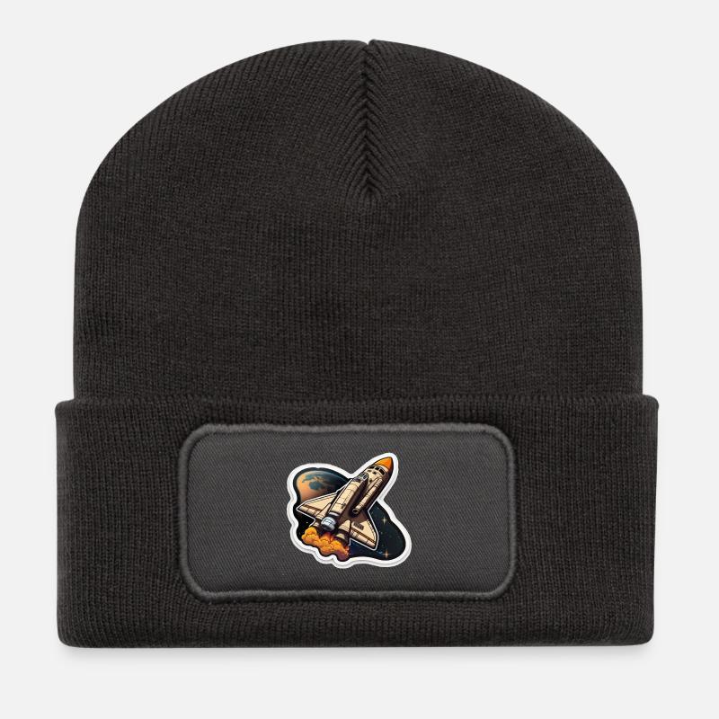 Space Rocket - Recycelte Patch Beanie - Dunkelgrau