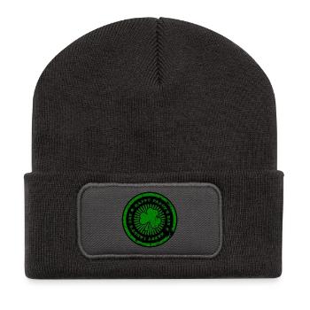 St. Patrick's Day Grüner Fußabdruck - Recycelte Patch Beanie - Dunkelgrau - Vorne