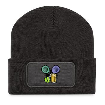 Schläger Padel Bälle Spieler Padelspiel Sportart - Recycelte Patch Beanie - Dunkelgrau - Vorne