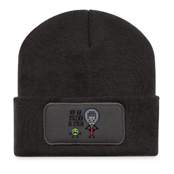 Freizeit Spieler Statement Padel Ball Schläger - Recycelte Patch Beanie - Dunkelgrau - Vorne