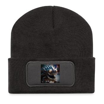 Photo macro créature 11 - Beanie recyclé à patch - charbon - Devant