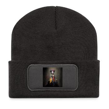 Geisha Zombie 01 - Recycled Patch Beanie - dark grey - Front