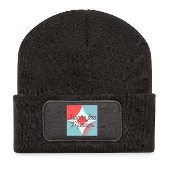 FÊTE DES MÈRES,BONNE FÊTE MAMAN,MAMAN,JE T'AIME - Beanie recyclé à patch - charbon - Devant