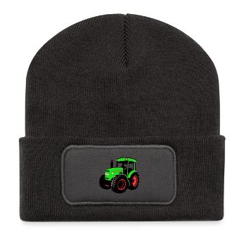 Tracteur - Beanie recyclé à patch - charbon - Devant