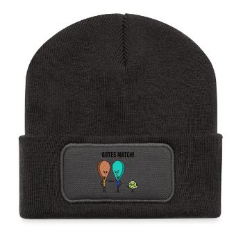 Padel Verein Ball Schläger Spieler Statement - Recycelte Patch Beanie - Dunkelgrau - Vorne