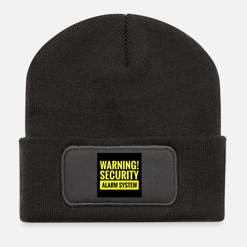 T-Shirt mit gefährlichem Sicherheitshinweis - Recycelte Patch Beanie - Dunkelgrau