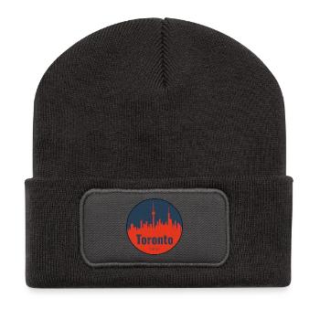 Toronto Skyline Kreisbadge - Recycelte Patch Beanie - Dunkelgrau - Vorne