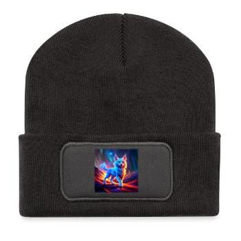Merveilleux chat bleu. - Beanie recyclé à patch - charbon - Devant