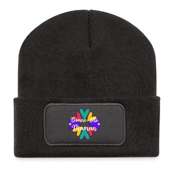 BONNE FÊTE MAMAN. MAMAN. FÊTE DES MÈRES. COEUR - Beanie recyclé à patch - charbon - Devant