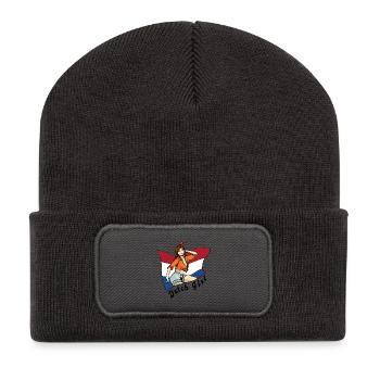 Niederländisches Mädchen Flaggen Design - Recycelte Patch Beanie - Dunkelgrau - Vorne