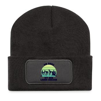 Berge Bergwandern Wandern Naturliebhaber Statement - Recycelte Patch Beanie - Dunkelgrau - Vorne
