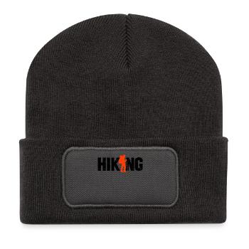 Klettersteig Spruch Wandern Berggipfel Klettern - Recycelte Patch Beanie - Dunkelgrau - Vorne