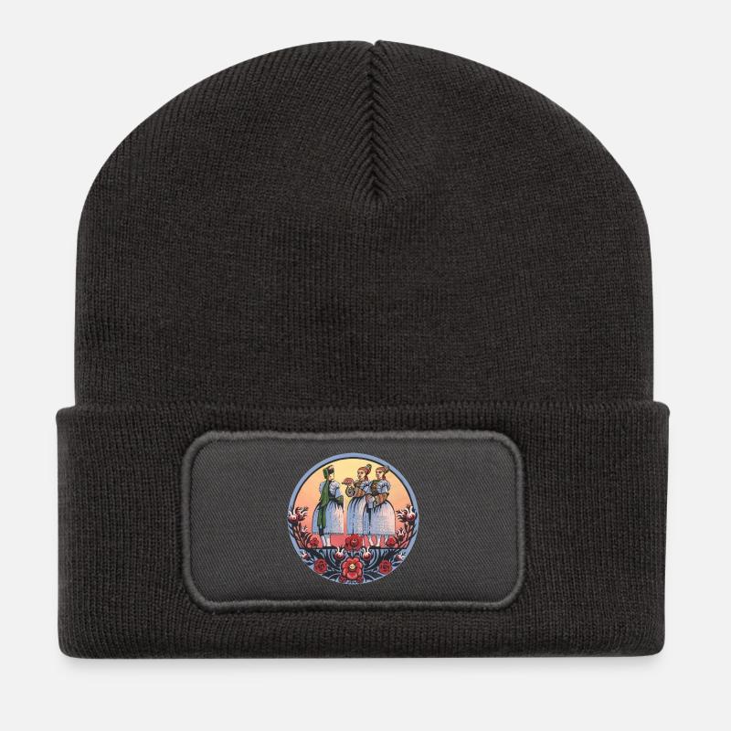 Sorbische Folklore – Brot und Tracht - Recycelte Patch Beanie - Dunkelgrau