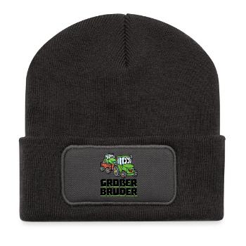 Landwirt Traktor Statement Schlepper Nutzfahrzeug - Recycelte Patch Beanie - Dunkelgrau - Vorne