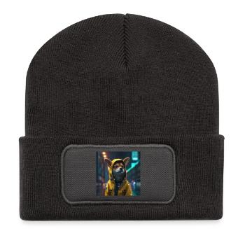 Chien humain - Beanie recyclé à patch - charbon - Devant