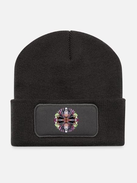 Natur Mandala unter Wasser, Rotfeuerfisch - Recycelte Patch Beanie - Dunkelgrau
