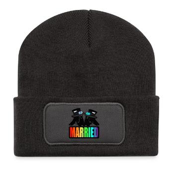LGBTQ COUPLE MARRIED - WEDDING - GAY GROOM - Recycled Patch Beanie - dark grey - Front
