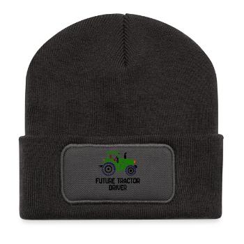 Nutzfahrzeug Traktor Statement Landwirtschaft Feld - Recycelte Patch Beanie - Dunkelgrau - Vorne