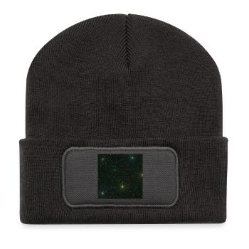 wunderschöne Naturdesigns, Sternenmuster Grüntöne - Recycelte Patch Beanie - Dunkelgrau - Vorne