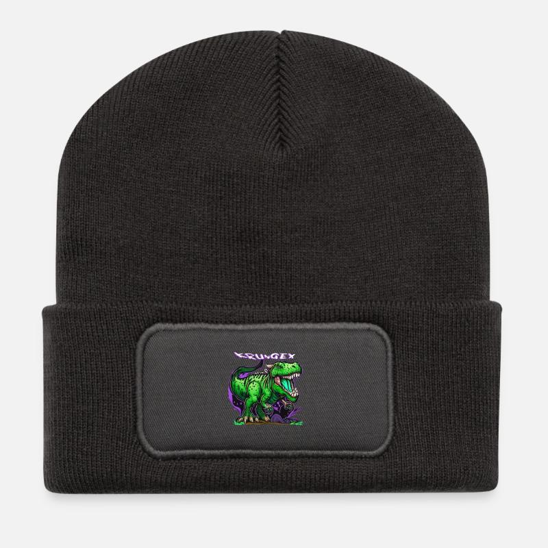 Dinosaurier - Recycelte Patch Beanie - Dunkelgrau