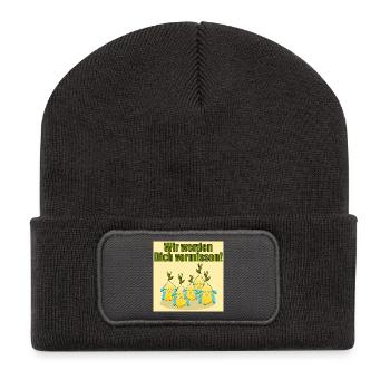 Abschied Team - VERMISSEN - LUSTIGE ZITRONEN - Recycelte Patch Beanie - Dunkelgrau - Vorne