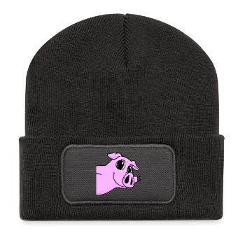 Salutation des cochons - Beanie recyclé à patch - charbon - Devant