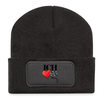 Herz Statement Ich Liebe Movies Kino Filme Serien - Recycelte Patch Beanie - Dunkelgrau - Vorne