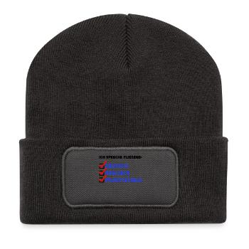 Filme Movies Kinoabend Statement Binge Watching - Recycelte Patch Beanie - Dunkelgrau - Vorne