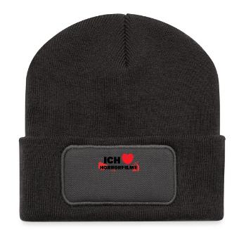 Filme Ich Liebe Movies Statement Kino Theater Herz - Recycelte Patch Beanie - Dunkelgrau - Vorne