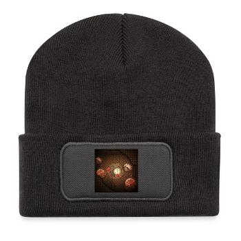 Wunderbare Steampunk-Uhr - Recycelte Patch Beanie - Dunkelgrau - Vorne